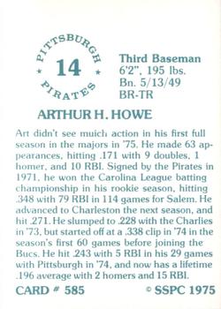 1976 SSPC #585 Art Howe Back