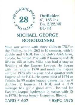 1976 SSPC #607 Mike Rogodzinski Back
