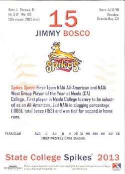 2013 Grandstand State College Spikes #4 Jimmy Bosco Back