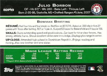 2009 Bowman Draft Picks & Prospects #BDP49 Julio Borbon Back