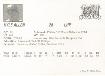 2004 Batavia Muckdogs #NNO Kyle Allen Back