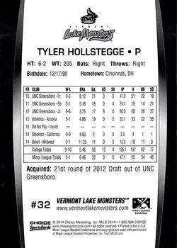 2014 Choice Vermont Lake Monsters #32 Tyler Hollstegge Back
