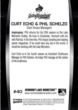 2014 Choice Vermont Lake Monsters #40 Phil Schelzo / Curt Echo Back