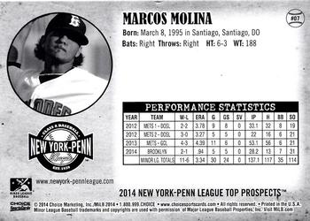 2014 Choice New York-Penn League Top Prospects #7 Marcos Molina Back
