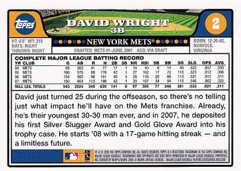 2008 Topps - National Baseball Card Day #2 David Wright Back