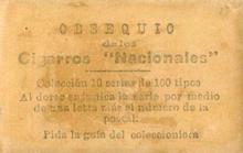 1923-24 Nacionales Cigarros #C58 Pelayo Chacon Back