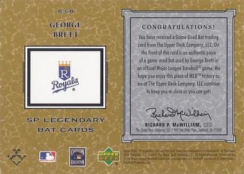 2001 SP Legendary Cuts - Game Bat #B-GB George Brett Back