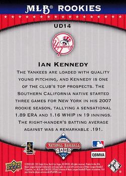 2008 Upper Deck - National Baseball Card Day #UD14 Ian Kennedy Back
