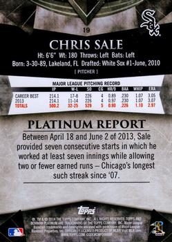 2014 Bowman Platinum - Gold #19 Chris Sale Back