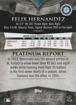 2014 Bowman Platinum - Gold #17 Felix Hernandez Back