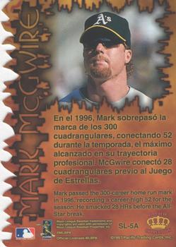 1997 Pacific Prism Invincible - Sizzling Lumber #SL-5A Mark McGwire Back