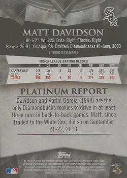 2014 Bowman Platinum - Sapphire #85 Matt Davidson Back