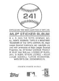 2015 Topps Stickers #241 Starling Marte Back