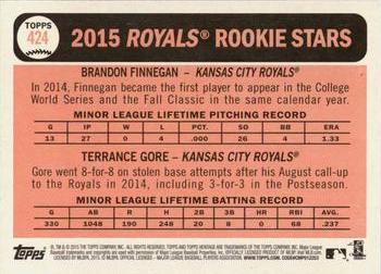 2015 Topps Heritage #424 2015 Rookie Stars (Brandon Finnegan / Terrance Gore) Back