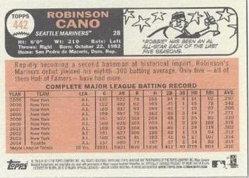 2015 Topps Heritage #442 Robinson Cano Back