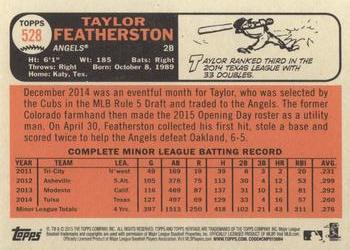 2015 Topps Heritage #528 Taylor Featherston Back
