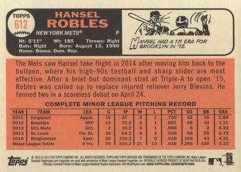 2015 Topps Heritage #612 Hansel Robles Back