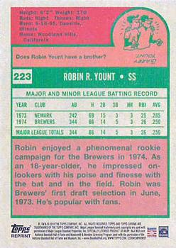 2014 Topps Chrome - All Time Rookie Reprints #223 Robin Yount Back
