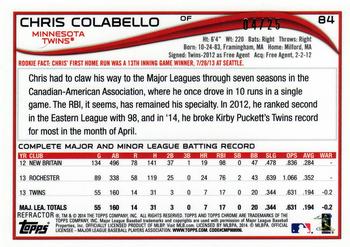 2014 Topps Chrome - Red Refractors #84 Chris Colabello Back