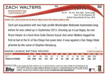 2014 Topps Chrome - Red Refractors #62 Zach Walters Back