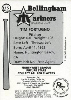 1986 Cramer Bellingham Mariners #115 Tim Fortugno Back