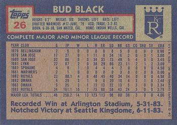 1984 Topps #26 Bud Black Back