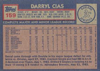 1984 Topps #159 Darryl Cias Back
