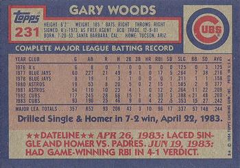 1984 Topps #231 Gary Woods Back