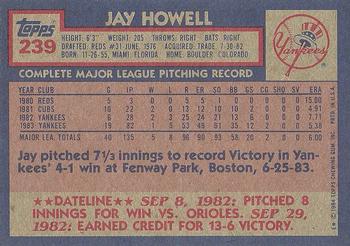 1984 Topps #239 Jay Howell Back