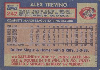1984 Topps #242 Alex Trevino Back