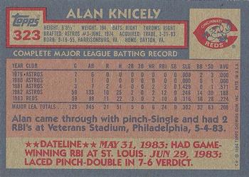 1984 Topps #323 Alan Knicely Back