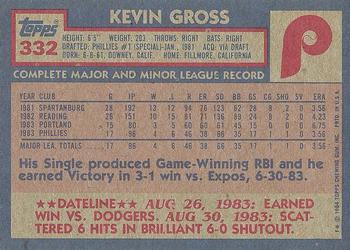 1984 Topps #332 Kevin Gross Back