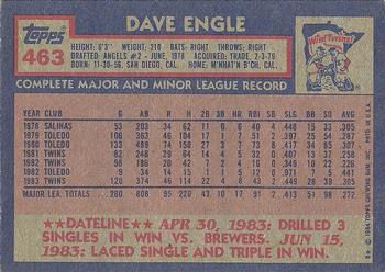 1984 Topps #463 Dave Engle Back