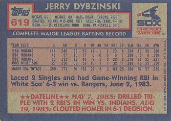 1984 Topps #619 Jerry Dybzinski Back