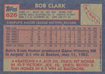 1984 Topps #626 Bob Clark Back