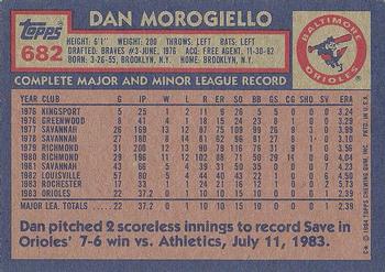 1984 Topps #682 Dan Morogiello Back