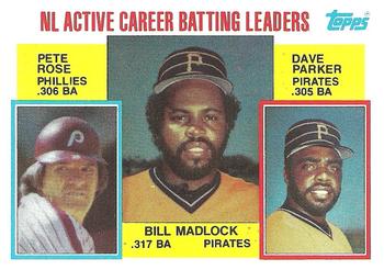 1984 Topps #701 NL Active Career Batting Leaders (Bill Madlock / Pete Rose / Dave Parker) Front