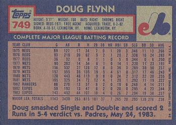 1984 Topps #749 Doug Flynn Back