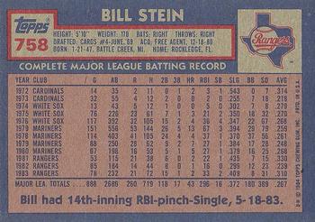 1984 Topps #758 Bill Stein Back