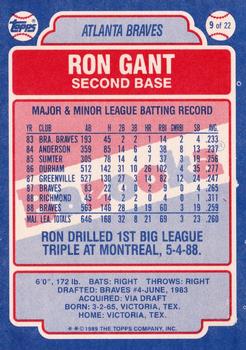 1989 Topps Bazooka #9 Ron Gant Back