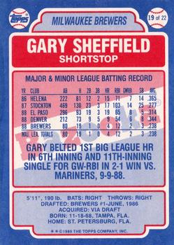 1989 Topps Bazooka #19 Gary Sheffield Back