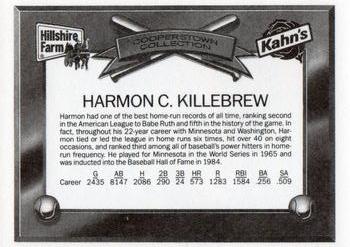 1989 Kahn's/Hillshire Farm Cooperstown Collection #NNO Harmon Killebrew Back