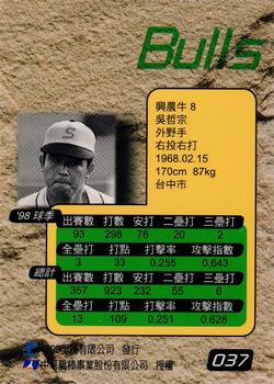 1998 CPBL T-Point Traditional Card Series #037 Zhe-Zong Wu Back