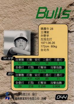 1998 CPBL T-Point Traditional Card Series #044 Chuen-Chia Wang Back