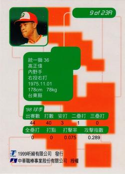 1998 CPBL T-Point Traditional Card Series - Rookies #9R Cheng-Wei Kao Back