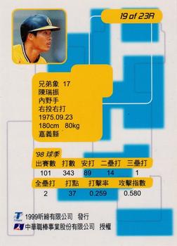1998 CPBL T-Point Traditional Card Series - Rookies #19R Jui-Chen Chen Back