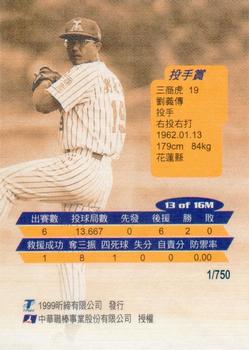 1998 CPBL T-Point Traditional Card Series - Monthly MVPs #13M Yi-Chuan Liu Back