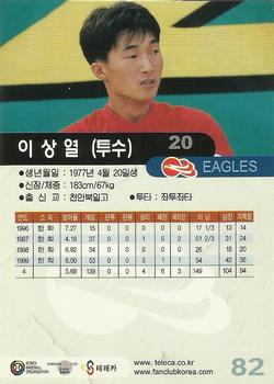 2000 Teleca #082 Sang-Yeol Lee Back