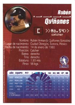 2005 Liga Mexicana de Beisbol #NNO Ruben Quinones Back