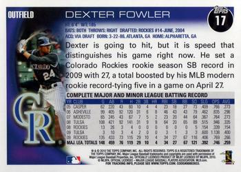 2010 Topps #17 Dexter Fowler Back